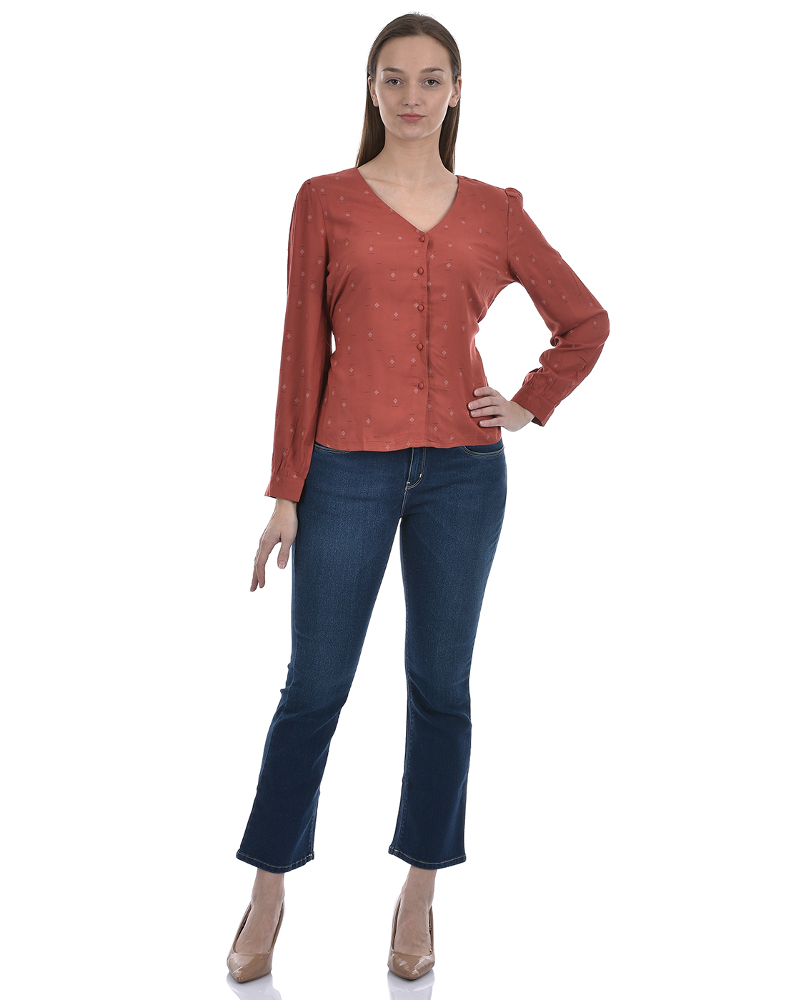 Numero Uno Women All Over Print Orange Top